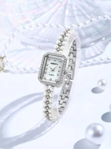 1pc Women Pearl Bracelet Watch, Boho Style, Elegant Party Or Daily Wear Gift