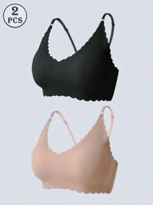 2pcs Women's Seamless Push Up Bras Set Wireless Comfort Sexy Seamless Underwear Wavy Edge Backless Bralette In Women No Underwire Camisole Bralette Intimates Basics Lingerie Women Padded