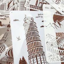 9pcs City Building Hollow Template Set, DIY Crafts For Room Decor, Gift Bags, Fabrics, Walls, Wood, Rocks, Chalkboards, Signage - Washable & Reusable - Single Piece - View 5