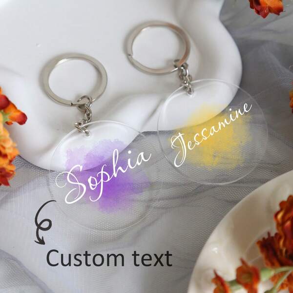 1 Portachiavi personalizzato in acrilico trasparente da 5 cm, disco rotondo in plastica acrilica trasparente con anello portachiavi, adatto per progetti fai-da-te e artigianato, da regalare ad amici e familiari per San Valentino, compleanni e altre occasioni. Portachiavi in acrilico personalizzato, San Valentino, decorazione di San Valentino, laurea, multifunzionale, decorativo, riutilizzabile, raffinato, elegante, di alta qualità, colorato, moderno, personalizzato, unico, per rinnovare la casa
