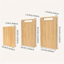 3 件套竹制切菜板套装带排水孔 - 多种尺寸的厨房切菜板，适用于肉类、水果和蔬菜（单件或套装，完美的礼物） - 彩色 - 查看 2