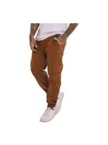 Men's Wide Leg Cargo Jeans And Twill Skate Pants Khaki 6 Pockets Drawstring Closure - 咖啡棕 - 查看 2
