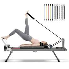 DlandHome Pilates Reformer Machine, Indoor Pilates Reformer With High Strength Alloy Springs, Foldable Pilates Reformer For Home Gym - 黑色升級款 - 查看 4