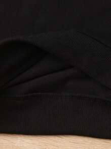 Young Boys Teddy Bear Embroidery Plaid Splice Sweatshirt & Pants 2pcs Set