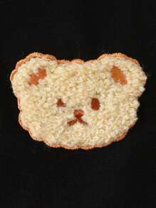 Young Boys Teddy Bear Embroidery Plaid Splice Sweatshirt & Pants 2pcs Set