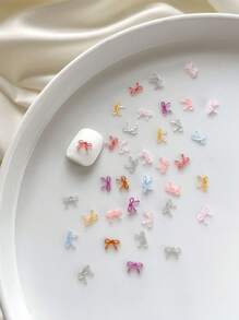 50 件/包时尚蝴蝶结指甲装饰，混合颜色树脂精致迷你多功能美甲配件，适用于美甲沙龙和个人使用美甲用品指甲指甲饰指甲宝石 - 彩色 - 查看 14