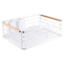 Living And Home Kitchen Countertop Stainless Steel Dish Drainer Rack,Cutlery Holder Dish Drying Rack With Wooden Handle,Kitchen Organizer Storage Shelf - White - View 13