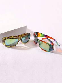 1 chiếc Kính thời trang trang trí chụp ảnh thường ngày đính pha lê, gọng kính Polycarbonate (PC) thường ngày Kính thời trang cho phụ nữ Kính râm cho phụ nữ Phụ kiện bãi biển Cổ điển Y2k - Nhiều màu - Xem 5