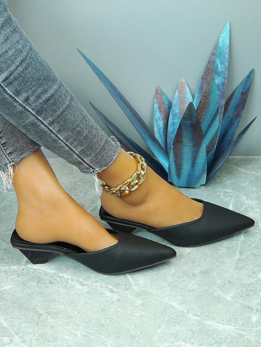 Sapatos femininos de bico fino, primavera/outono 2025, novos sapatos clássicos pretos de salto grosso, salto alto, bico quadrado, salto grosso, mocassins confortáveis sem cadarço, tamanho grande (41-43)