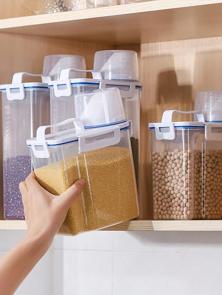 1 pieza Recipiente de almacenamiento de arroz para el hogar, a prueba de insectos y de humedad, frasco sellado para harina, comida para gatos, granos, cubo de almacenamiento, frasco sellado