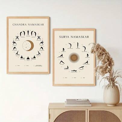 2 piezas de lienzo de arte moderno sin marco, arte y decoración de pared de postura de yoga para el dormitorio, la sala de estar, el pasillo - decoración de invierno y decoración de habitación