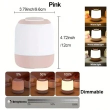 USB Rechargeable Mini Touch Night Light - Adjustable Brightness LED Bedside Lamp With 3 Color Options, Perfect For Reading & Home Decor