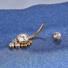 BANANA PIERCING SURGICAL STEEL PVD  RHINESTONES 1.6X10 - 金黃色 - 查看 3