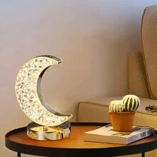 1PC Crystal Moon Table Lamp With Touch Control, Tri-Color Ambiance And USB Charging - Perfect For Bedroom Bedside Environment And Decorative Lighting.
