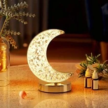1PC Crystal Moon Table Lamp With Touch Control, Tri-Color Ambiance And USB Charging - Perfect For Bedroom Bedside Environment And Decorative Lighting.