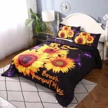 Sunflower Comforter Floral Comforter Fashion Digital Print Sunflower Floral Bedding Set Soft Comfortable Breathable Material For Bedroom Decor