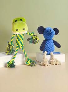 1 件装绳索宠物毛绒咀嚼玩具卡通动物形状狗狗自玩解闷配件，仅供宠物使用 - 彩色 - 查看 24