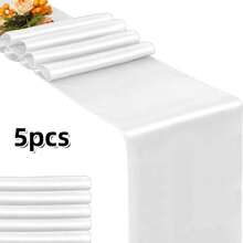 1/2/5/10 Pcs Satin Table Runners, 28x275cm, Elegant Soft Silky Table Decor For Party, Banquet, Wedding, Thanksgiving, Valentine's Day, Christmas, New Year