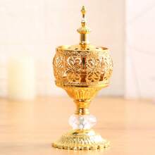 1 pièce/4 pièces Brûle-encens filigrane floral doré, support d'encens en métal ajouré doré de petite/grande taille, brûleur de parfum pour le safran, le santal, accessoires de décoration d'intérieur, ornement de style exotique