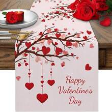 1 Pc Valentine's Day Table Runners, Dresser Scarves Valentines Table Decorations For Coffee Wedding Holiday Party Dining Romantic Heart Tree