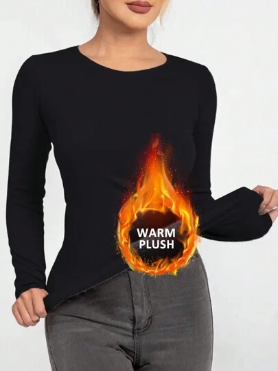 1 件女式保暖羊毛健身上衣，瑜伽和跑步速干长袖运动紧身裤，冬季