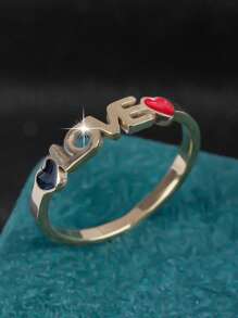 1 pieza Anillo con diseño de gota de aceite en forma de corazón romántico y elegante, regalo de pareja para mujeres para el Día de San Valentín, citas, propuestas de San Valentín, mamá, madre, Día de la Madre, regalo