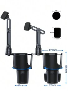 Soporte ajustable para teléfono de coche, soporte universal para portavasos, soporte telescópico para navegación de coche - Negro - Ver 6