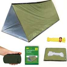 紧急求生帐篷 避难包用避难所 带门的风暴避难所求生帐篷 野营用龙卷风避难所 战术帐篷 可容纳 2 人 生存工具包 带口哨和伞绳