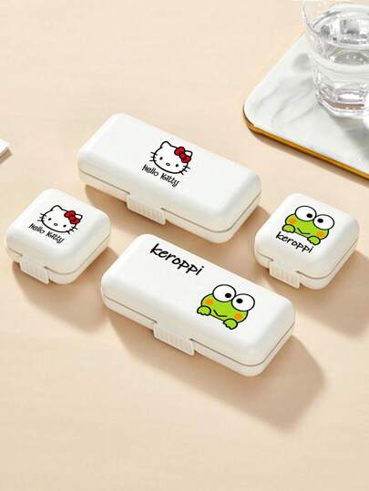 Sanrio Hello Kitty & tragbare Pillendose, liebenswürdiges klassisches Hello Kitty Design und Muster, in verschiedenen Größen erhältlich um unterschiedliche Aufbewahrungsbedürfnisse zu erfüllen, geeignet zum Aufbewahren von Pillen, Vitaminen oder kleinen Accessoires, einfach unterwegs mitzunehmen!