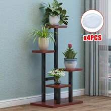 4 Tier Metal Plant Stand Indoor Outdoor Garden Flower Pot Shelf Display Rack UK - Black+White - View 5