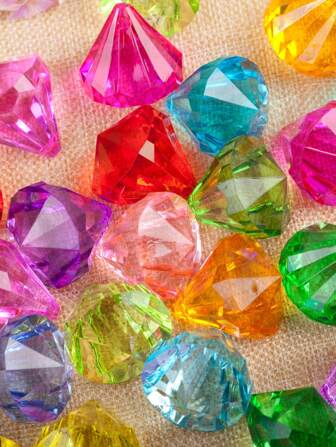 20pcs 17mm*23mm Rhinestone Crystal DIY Acrylic Transparent Beads, Colorful Plastic Beads For Jewelry Making, Bracelet Crafting, Mixed Color