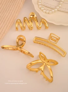 4 件装新款高端中小合金发夹，适合女士复古风格发饰，后脑勺发爪