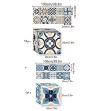 10 piezas Pegatinas de azulejos cerámicos pequeños de estilo mediterráneo autoadhesivos, vinilos impermeables para pared de cocina, baño, revestimiento de baño, regalo de cumpleaños, graduación, decoración de habitación, decoración del hogar, decoración de pared, decoración de baño, decoración de dormitorio, decoración de sala de estar, papel tapiz de pared, pegatinas de pared, decoración del hogar - Multicolor - Ver 12