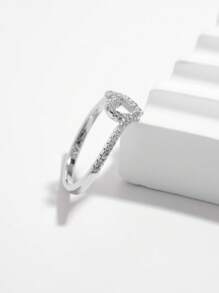 Vaerine 1 pieza Anillo de plata de ley 925 con diseño de corazón hueco romántico y elegante con cubic zirconia, de estilo simple y a la moda, ideal para citas, fiestas y como regalo de San Valentín para mujeres