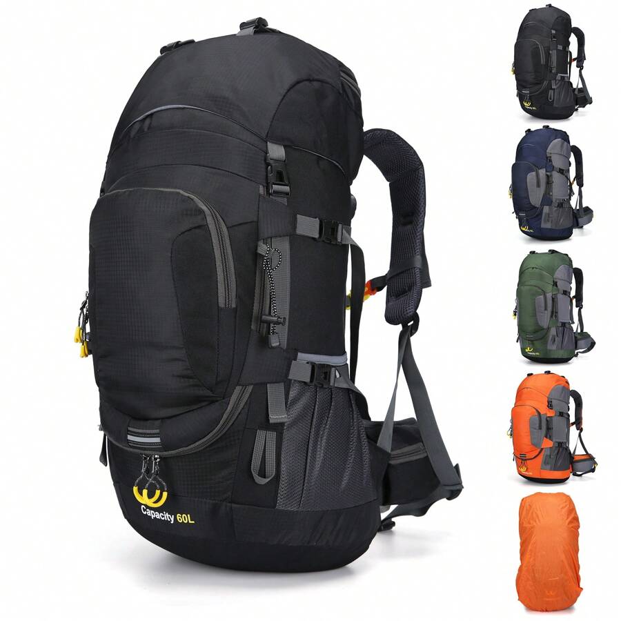 60L Waterproof Backpack Rucksack Large Trekking Bag For Outdoor Camping Hiking Backpack Waterproof Trekking Travel Rucksack Bags For Mens/Womens - Black - View 1