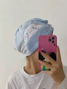 Sanrio 1pc/4pcs Four Color Cute Kuromi Dry Hair Cap, Anime KT Cat Coral Velvet Water Absorbing Headscarf, Home Cartoon Melody Quick Drying Bath Cap Home Bathroom Decor Summer Back To School Hair Bonnet