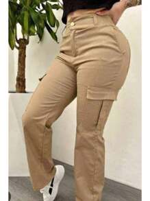 Pantalón cargo mujer - Camel - Ver 3