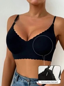 2pcs Women's Seamless Push Up Bras Set Wireless Comfort Sexy Seamless Underwear Wavy Edge Backless Bralette In Women No Underwire Camisole Bralette Intimates Basics Lingerie Women Padded