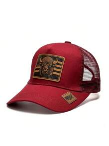 1pc Cow Print Baseball Cap - Unique Leather Patch Design, Breathable Mesh Back, Quick Closure, Suitable For All Seasons, Hand Wash Recommended - Casual Outdoor Style,Summer,Beach,Hat - Bull - View 10