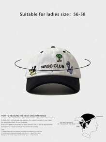 Street B-10264刺繡卡通Wasc俱樂部女士棒球帽，帶調節帶，適用於春秋旅行，沙灘度假，男士遮陽帽Y2k風格青年帽