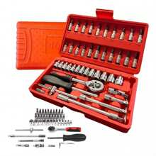 Case Set Ratchet Wrench Set 46 Pieces 1/4'' With Reversible Socket Resistant Stainless Steel - Red - View 10