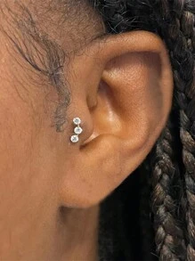 1 chiếc khuyên tai bạc Sterling 925 nhiều kiểu dáng dành cho nữ, khuyên tai dạng đinh tán, hoàn hảo để đeo hàng ngày/dự tiệc, trang sức cô dâu, trang sức cao cấp - Nhiều màu - Xem 3