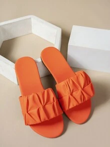 Sandalias planas de moda para mujer, nuevas sandalias de verano de 2025 con puntera redonda y slip-on para verano