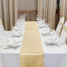 1/2/5/10 Pcs Satin Table Runners, 28x275cm, Elegant Soft Silky Table Decor For Party, Banquet, Wedding, Thanksgiving, Valentine's Day, Christmas, New Year