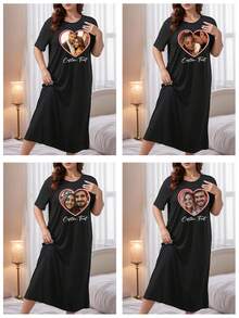 Vestidos personalizados con fotos para mujeres de talla grande, con fotos de su pareja, familia, amigos o mascotas. Adecuado para el Día de San Valentín, fiestas de cumpleaños y aniversarios. Vestidos holgados y cómodos de talla grande, vestidos largos negros, vestidos con camiseta gráfica, regalos para ella, blusas de otoño, regalos de aniversario, regalos del Día de San Valentín, regalos de cumpleaños, regalos de boda y regalos para la mejor amiga.