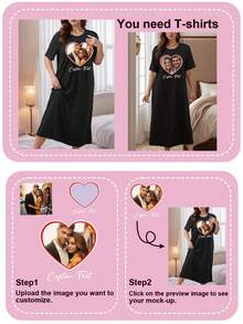 Vestidos personalizados con fotos para mujeres de talla grande, con fotos de su pareja, familia, amigos o mascotas. Adecuado para el Día de San Valentín, fiestas de cumpleaños y aniversarios. Vestidos holgados y cómodos de talla grande, vestidos largos negros, vestidos con camiseta gráfica, regalos para ella, blusas de otoño, regalos de aniversario, regalos del Día de San Valentín, regalos de cumpleaños, regalos de boda y regalos para la mejor amiga.