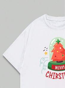 Cotton T-Shirt Christmas Style Classic Modern Men's Fashion Comfort Elegant Blouse Summer - 奶油色 - 查看 2