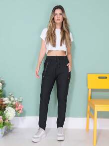 WOMEN'S PANTS, ELASTIC SPORTY - Rusty Rose - View 2