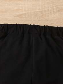 Young Boys Teddy Bear Embroidery Plaid Splice Sweatshirt & Pants 2pcs Set