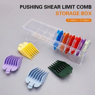 8/10 Slot Base Storage Box, 8P/10P Universal Hair Clipper Limit Comb, Suitable For Hairstylist Hairdressing Tool Set Accessories, Back To School Season, Travel Vacation Essential, Women Hair Accessories, Aftercomb, Hairstylist Accessories, Hair Dryer, Hair, Hairstylist, Hairdressing Tools, Hairdressing Products, Hairdressing Accessories